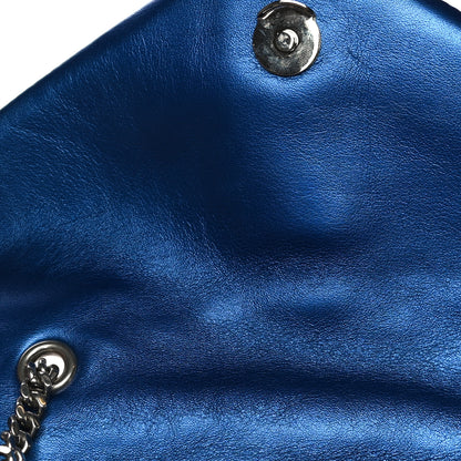 Saint Laurent Metallic Calfskin Y Quilted Monogram Small Loulou Chain Satchel Blue Royal 11 of 18