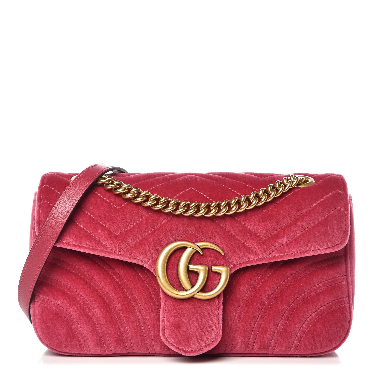 Gucci Velvet Matelasse Small GG Marmont Shoulder Bag Light Raspberry Rose 1 of 16