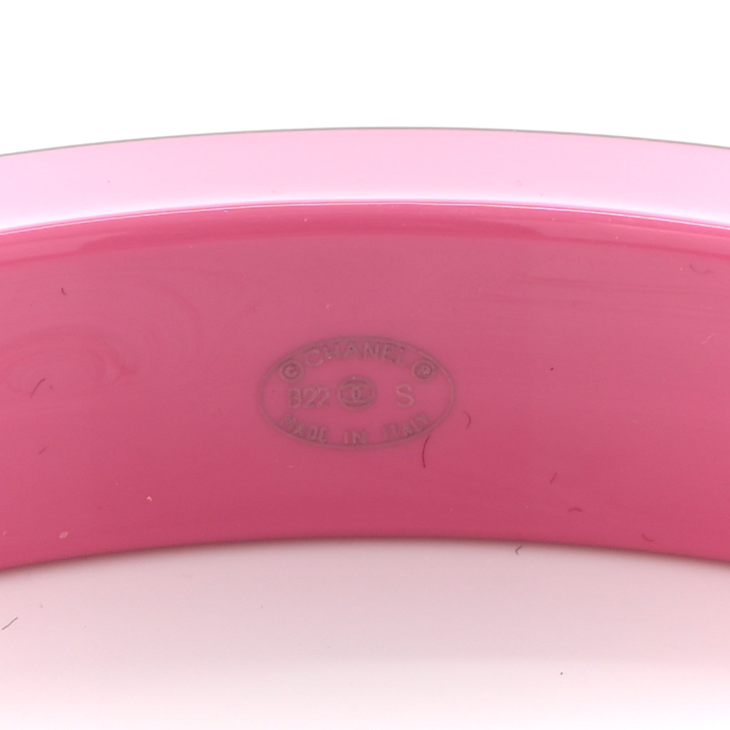 Chanel Resin Logo Bangle Bracelet Pink Black 4 of 4