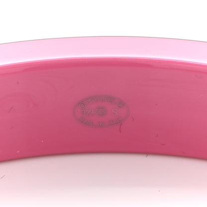Chanel Resin Logo Bangle Bracelet Pink Black 4 of 4