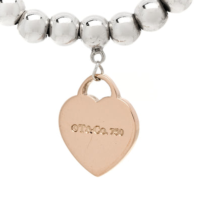 Tiffany Sterling Silver 18K Rose Gold Return to Tiffany Heart Bead Bracelet 4 of 6