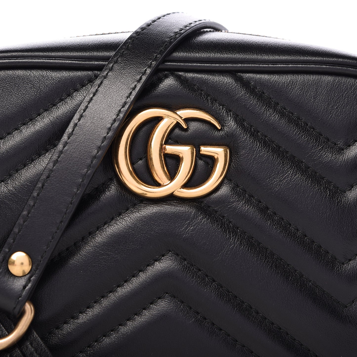 Calfskin Matelasse Mini GG Marmont Chain Shoulder Bag Black