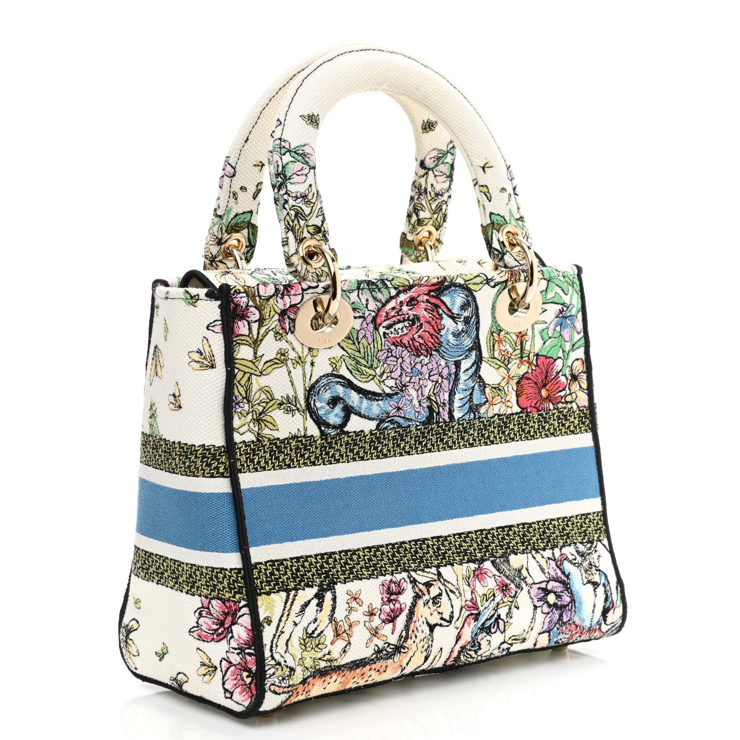 Christian Dior Canvas D-Constellation Embroidered Medium Lady D-Lite Latte Multicolor 3 of 10