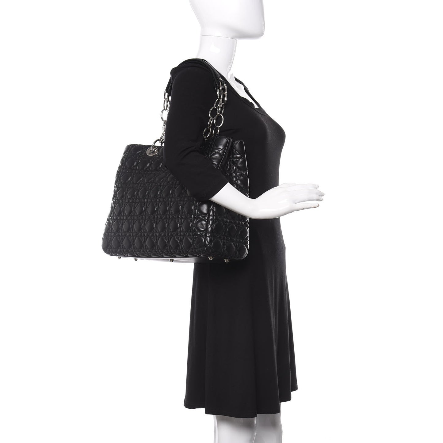 Lambskin Cannage Large Dior Soft Shopping Tote Black