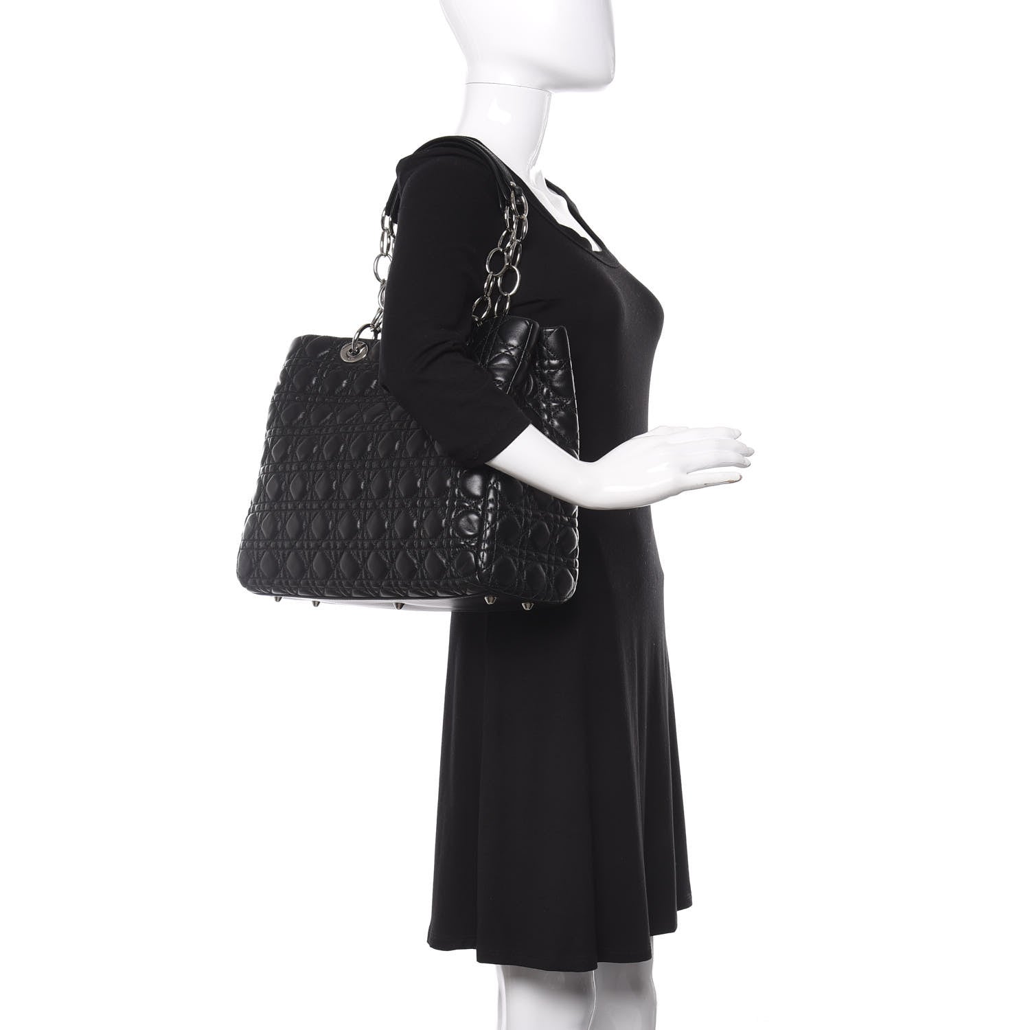 Christian Dior Lambskin Cannage Large Dior Soft Shopping Tote Black 2 of 9