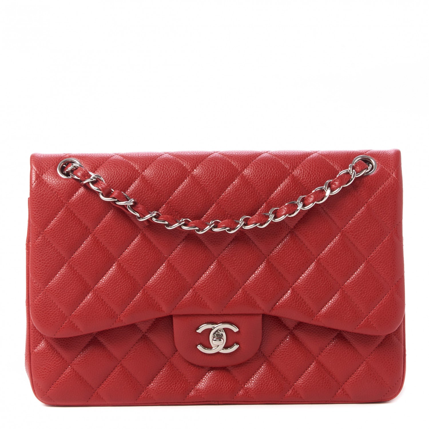 Chanel Caviar Quilted Jumbo Double Flap Red 1 of 11