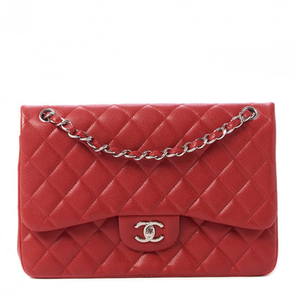 Chanel Caviar Quilted Jumbo Double Flap Red 1 of 11