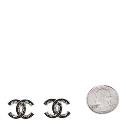 Chanel Enamel CC Baroque Earrings Black Gold 2 of 8