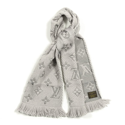 Louis Vuitton Wool Silk Logomania Scarf Pearl Grey 1 of 3