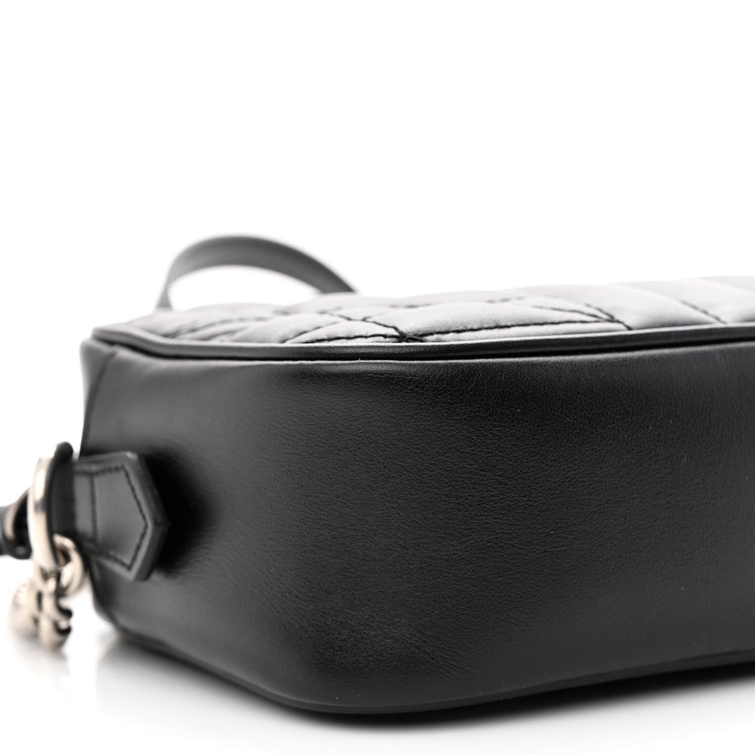 Gucci Calfskin Matelasse Aria Mini GG Marmont Chain Shoulder Bag Black 9 of 10