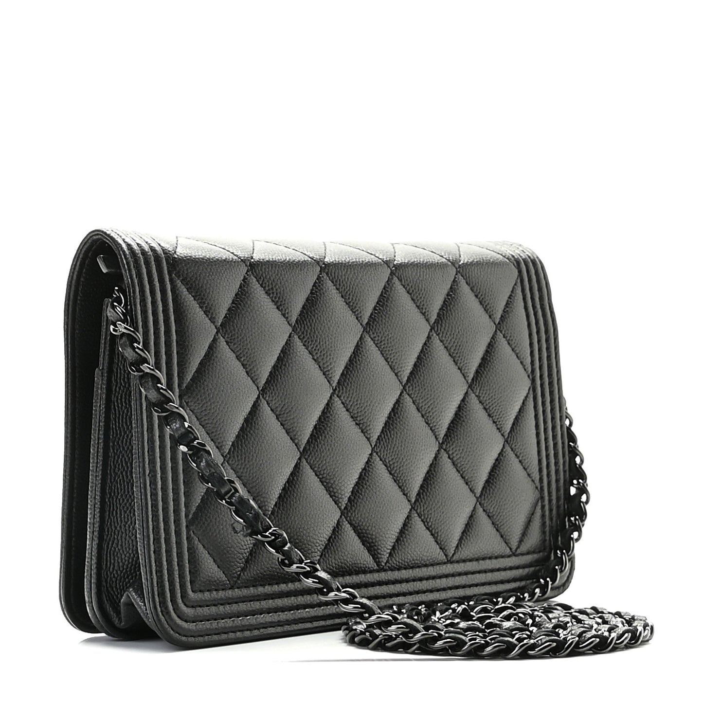 Caviar Quilted Boy Wallet On Chain WOC So Black