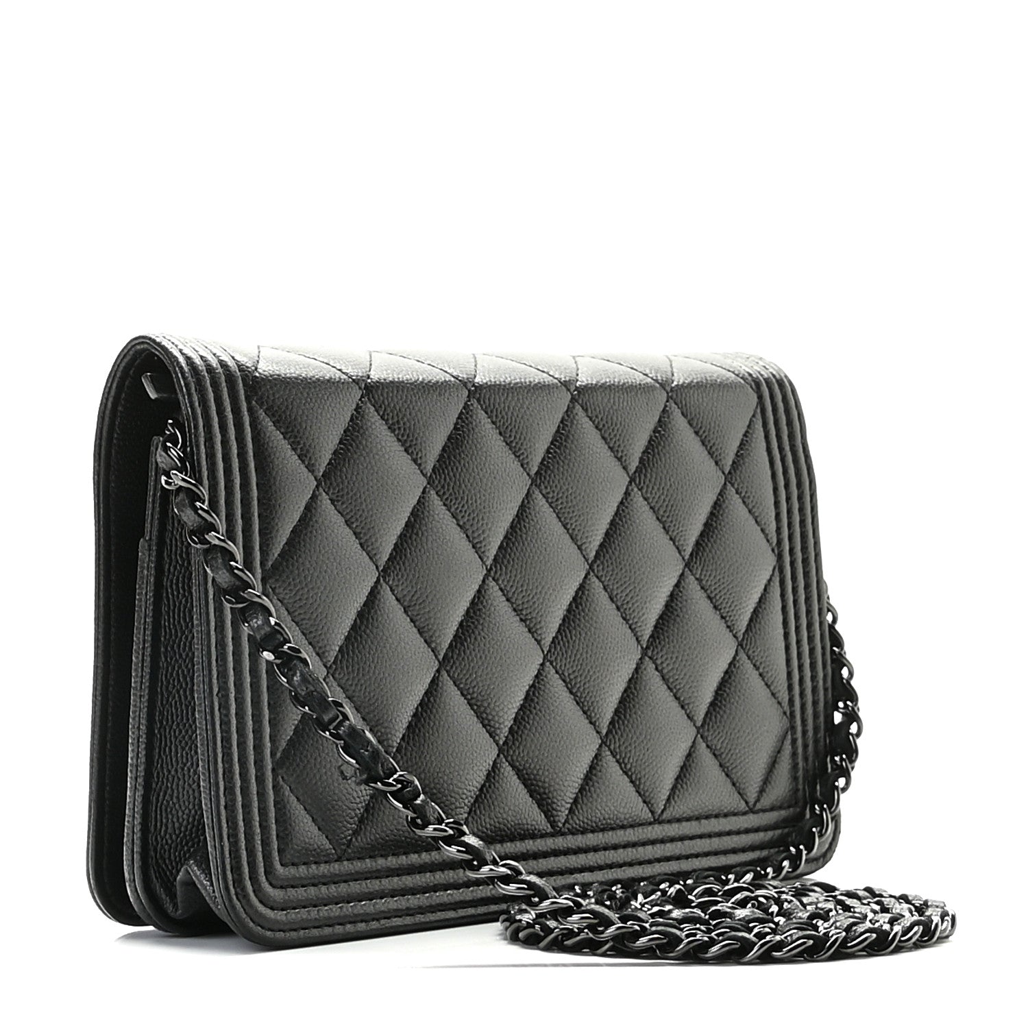 Chanel Caviar Quilted Boy Wallet On Chain WOC So Black 3 of 13