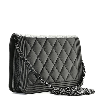 Chanel Caviar Quilted Boy Wallet On Chain WOC So Black 3 of 13