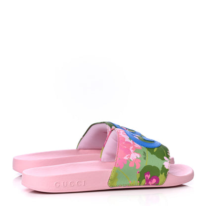 Gucci X KEN SCOTT Rubber Infinity Zia Interlocking G Womens Pool Slide Sandals 36 Green Lilac Bright Splash 3 of 6