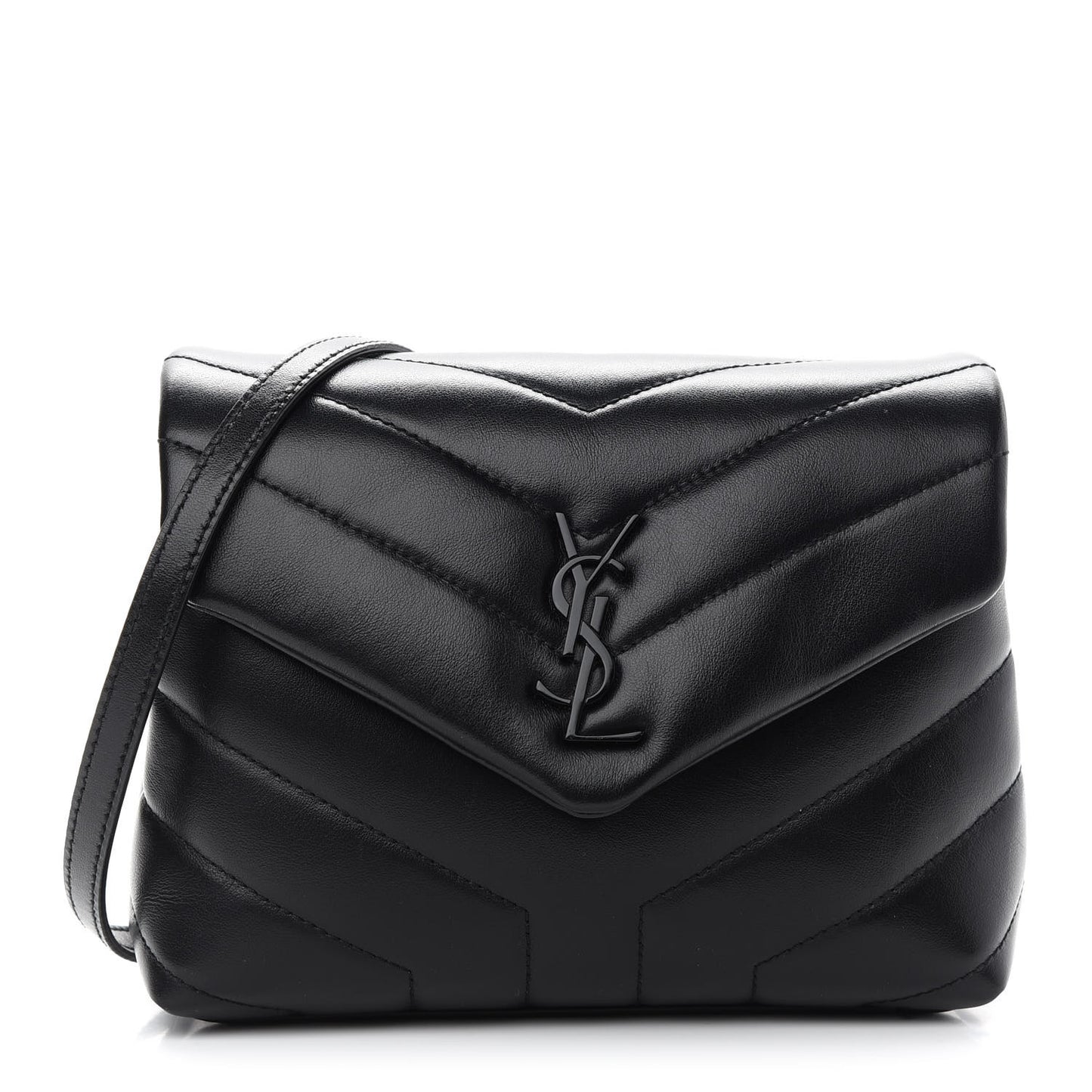 Calfskin Y Quilted Monogram Toy Loulou Crossbody Bag Black