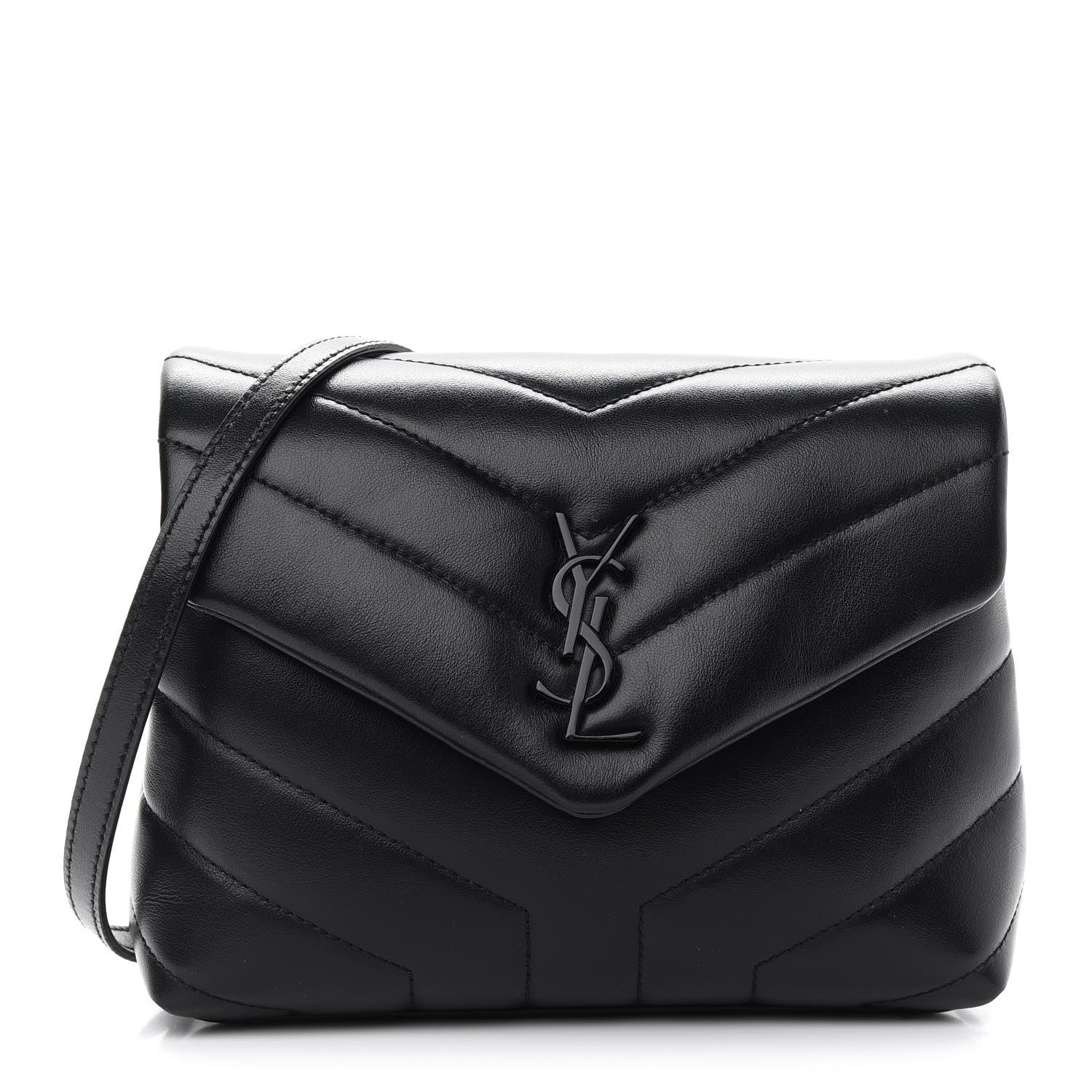 Saint Laurent Calfskin Y Quilted Monogram Toy Loulou Crossbody Bag Black 1 of 8