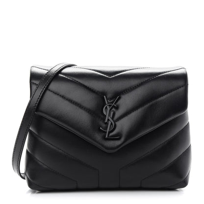 Saint Laurent Calfskin Y Quilted Monogram Toy Loulou Crossbody Bag Black 1 of 8