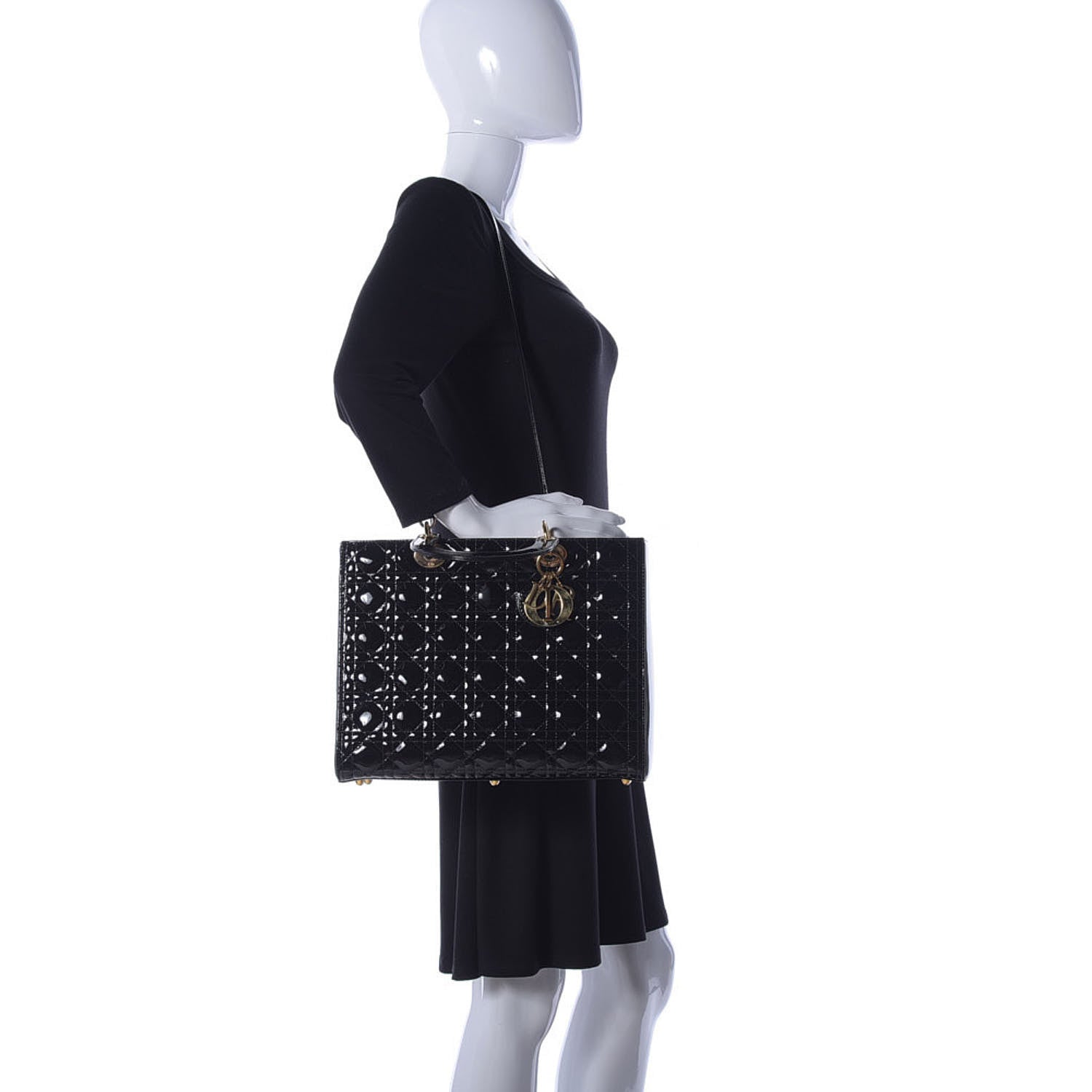 Christian Dior Patent Cannage Large Lady Dior Black 3 of 12