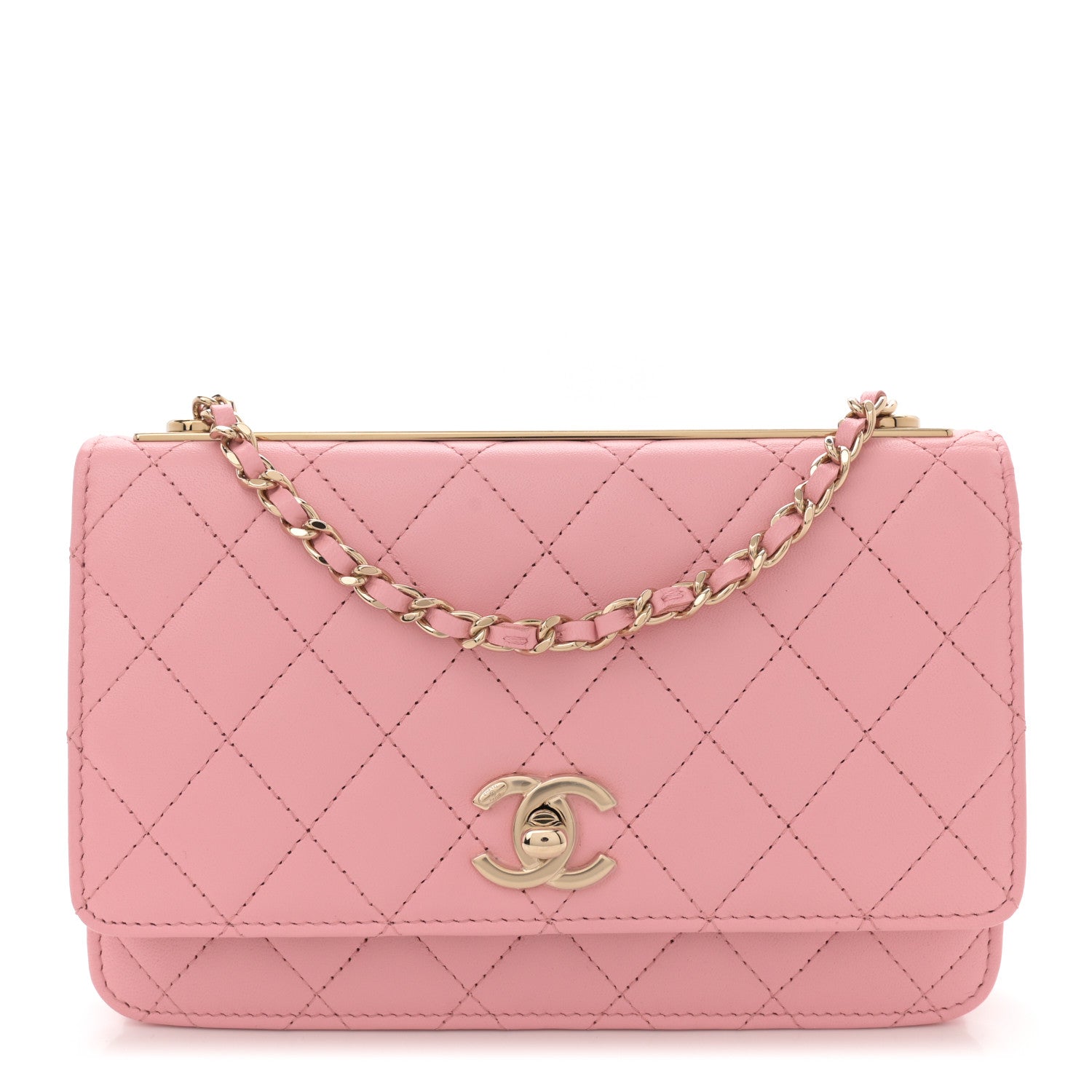 Chanel Lambskin Quilted Trendy CC Wallet On Chain WOC Pink 1 of 11