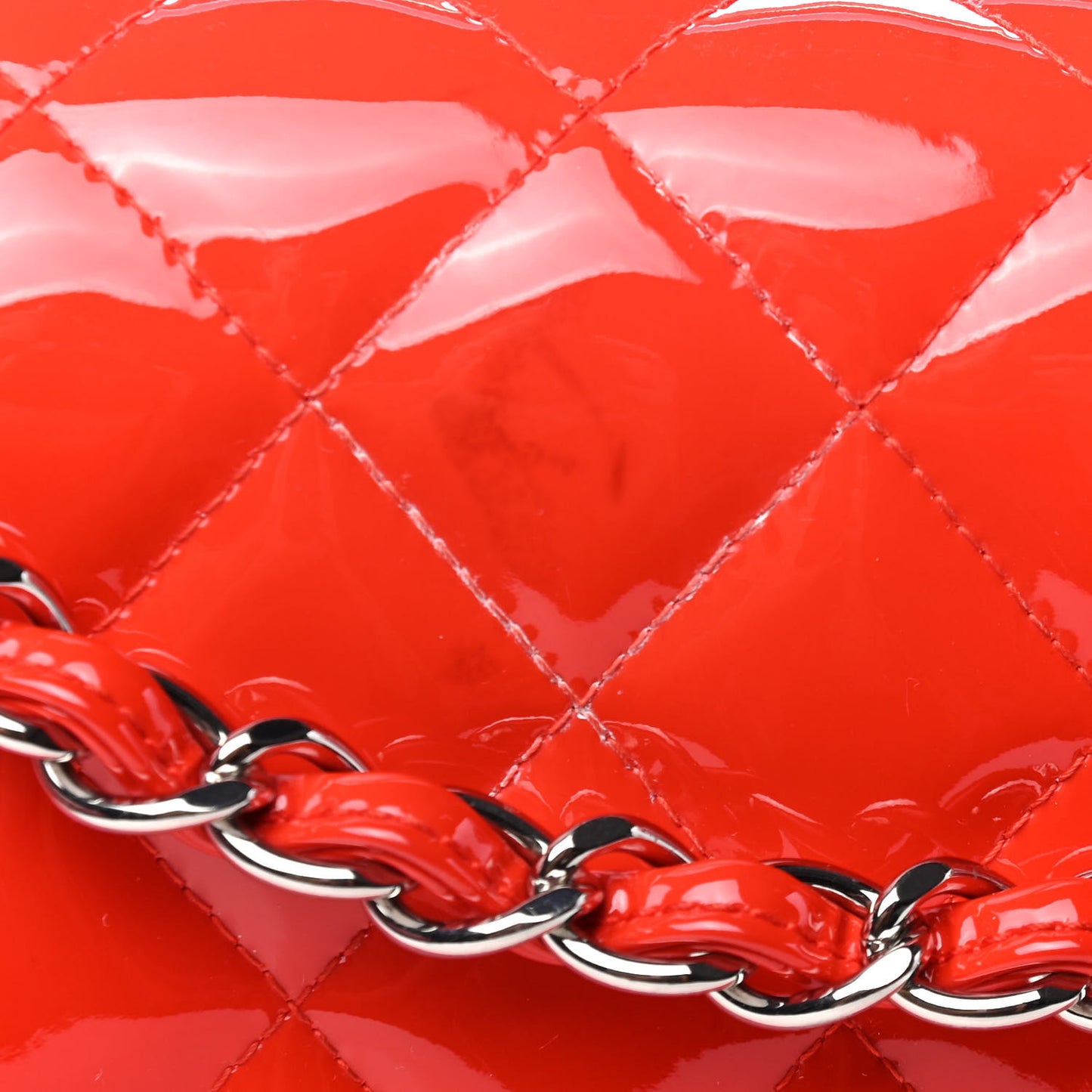 Patent Quilted Jumbo Double Flap Red