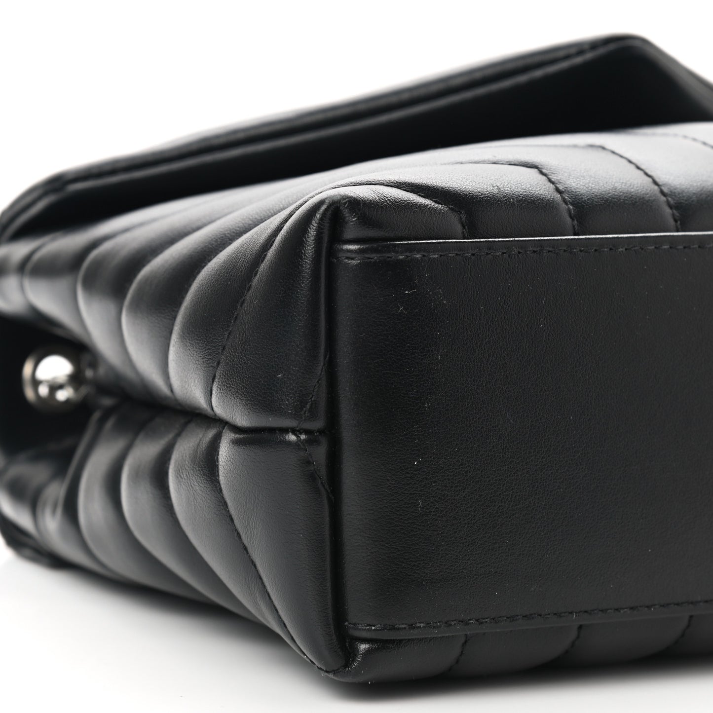 Calfskin Y Quilted Monogram Small Loulou Chain Satchel Black