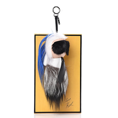Fendi Mink Fox Goat Fur Karlito Bag Charm Blue 4 of 4