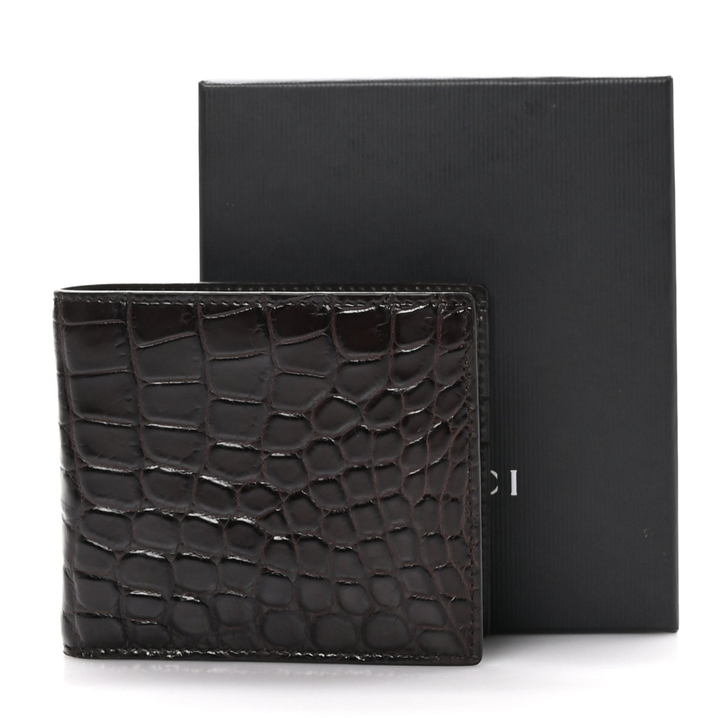 Crocodile Bi-Fold Wallet Brown
