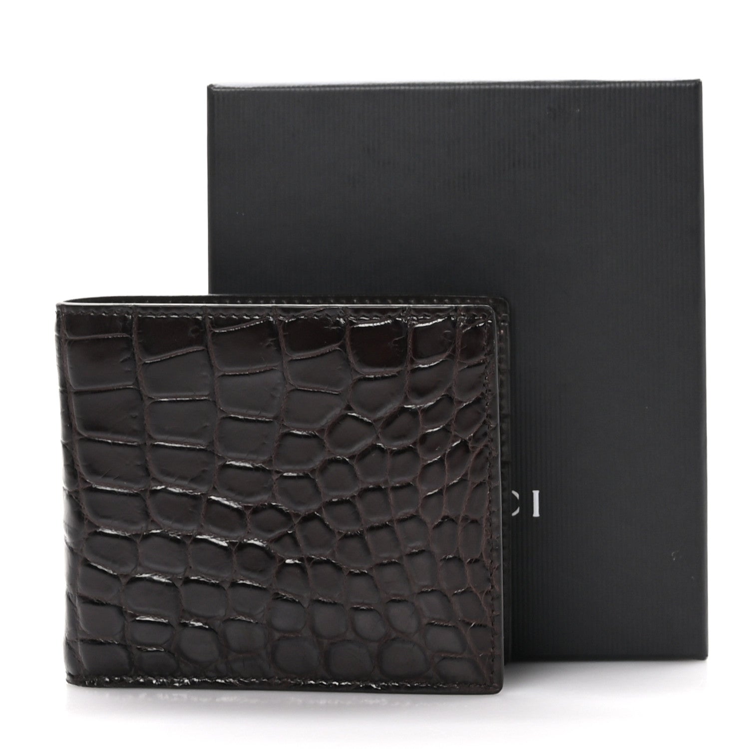 Gucci Crocodile Bi-Fold Wallet Brown 7 of 7