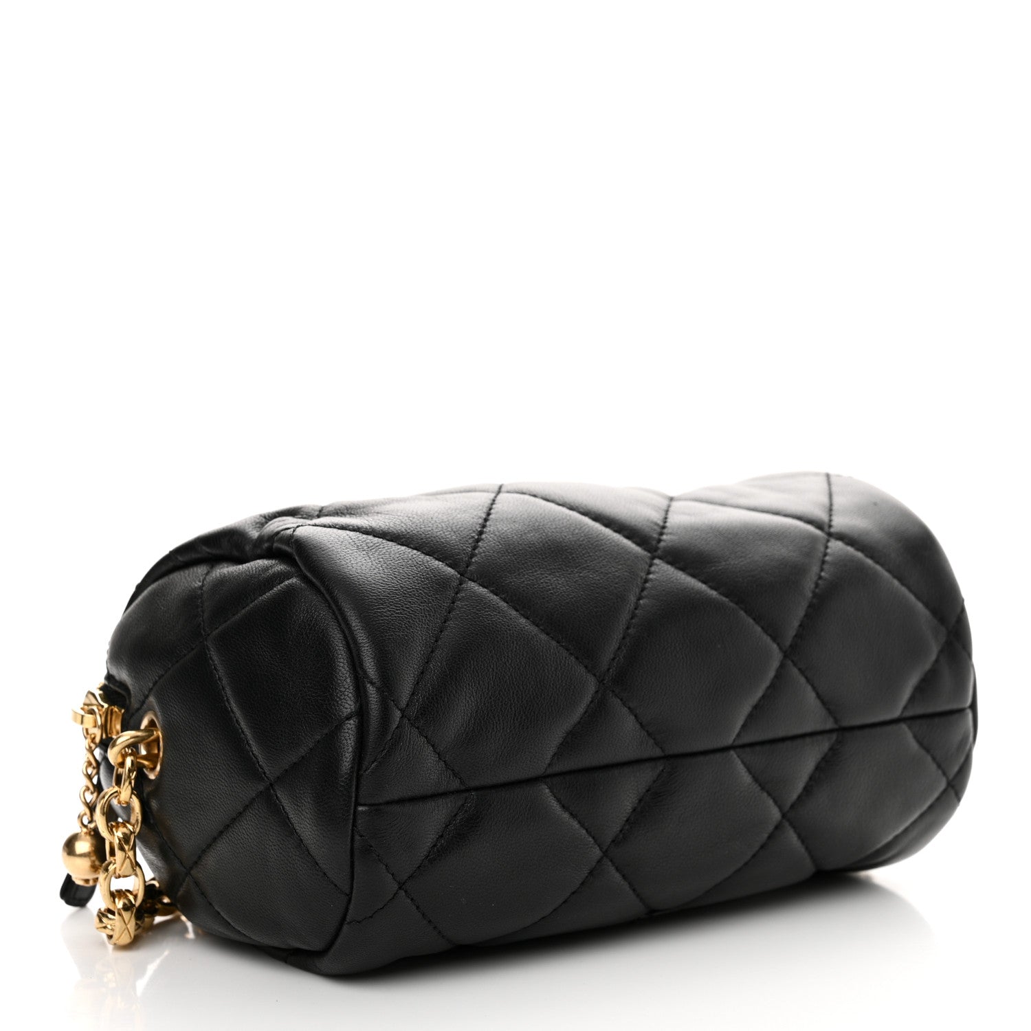Chanel Lambskin Pearl Quilted CC Mini Bowling Bag Black 4 of 11