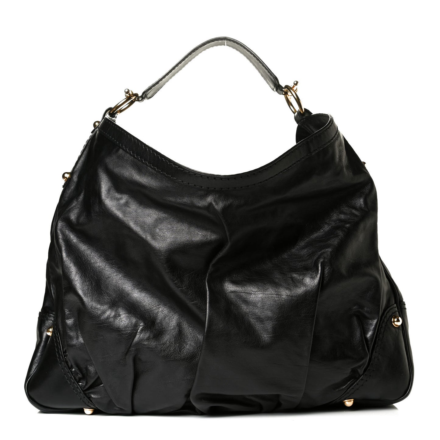 Calfskin Large Jockey Hobo Black