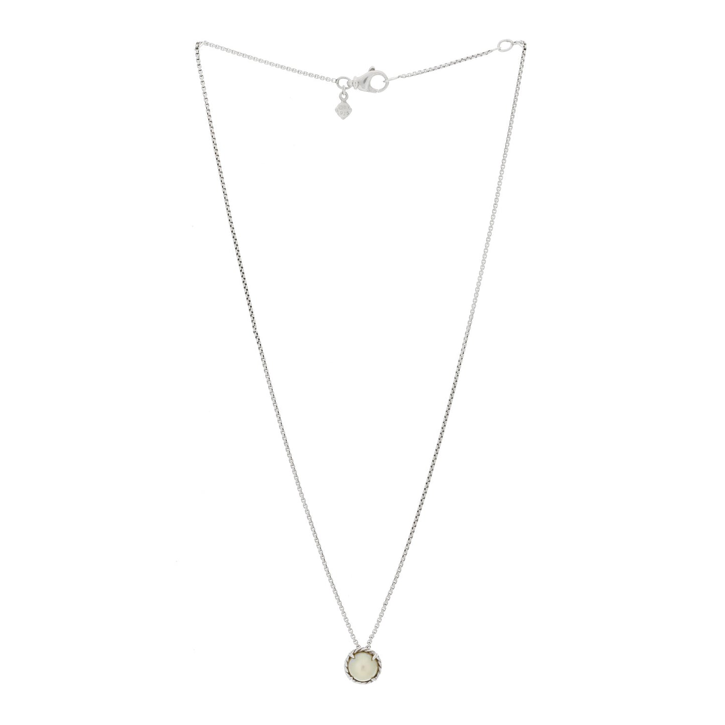 Sterling Silver Pearl 8mm Petite Chatelaine Pendant Necklace