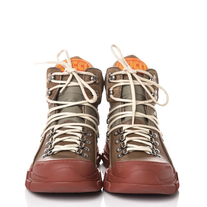 Gucci X SEGA Calfskin Suede Technical Canvas Womens Flashtrek High-Top Sneakers 40 Ardesia Cerise 2 of 9