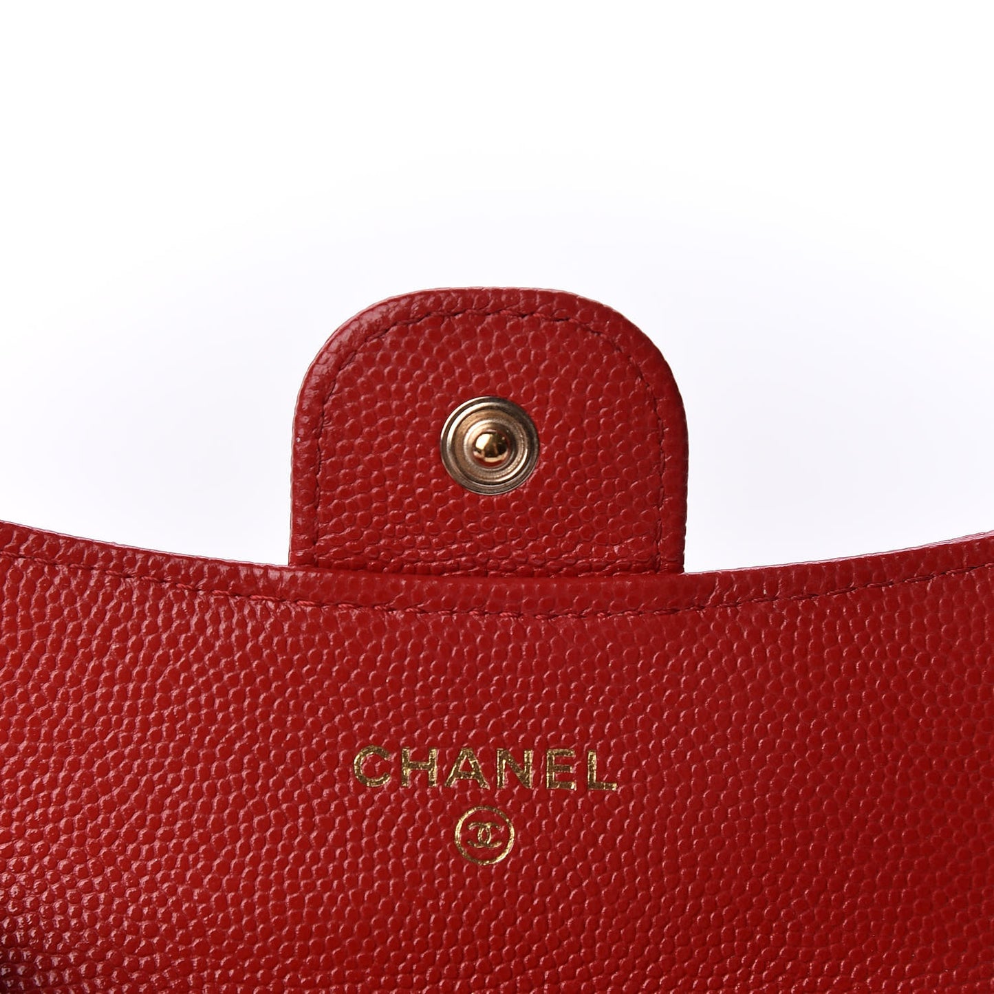 Caviar Quilted Flap Card Holder Wallet Red