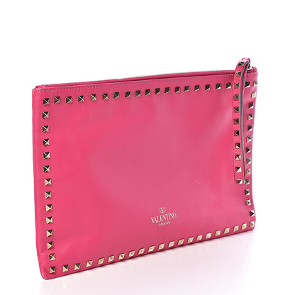 Valentino Garavani Vitello Large Rockstud Zip Wristlet Pouch Pop Fuxia 3 of 6