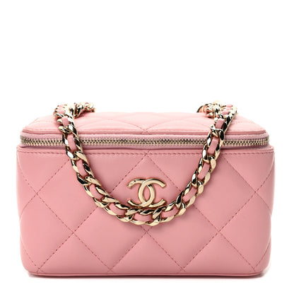 Chanel Lambskin Resin Elegant Chain Vanity Case Pink 1 of 13
