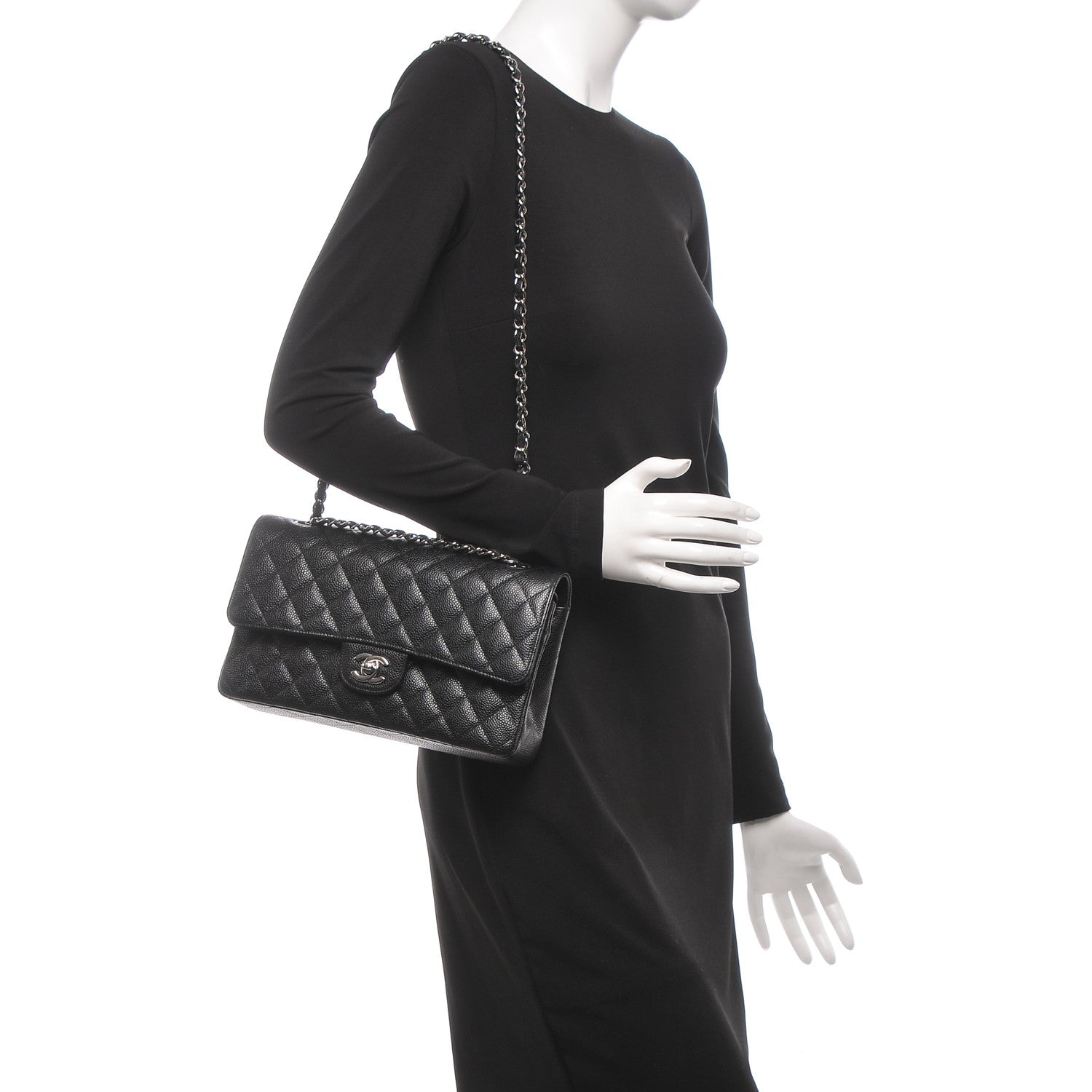 Chanel Caviar Quilted Medium Double Flap Black 2 of 7