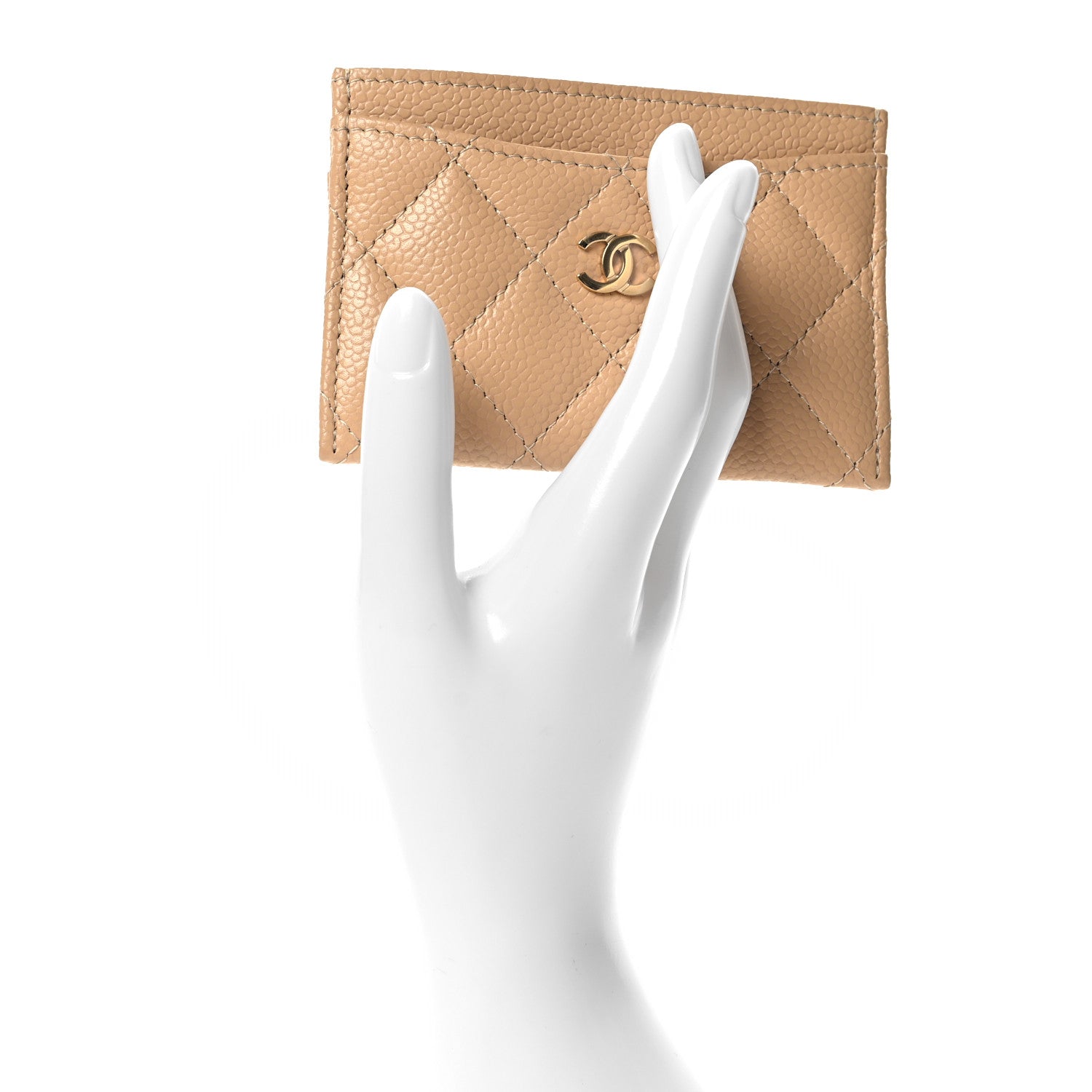 Chanel Caviar Quilted Card Holder Beige 2 of 9