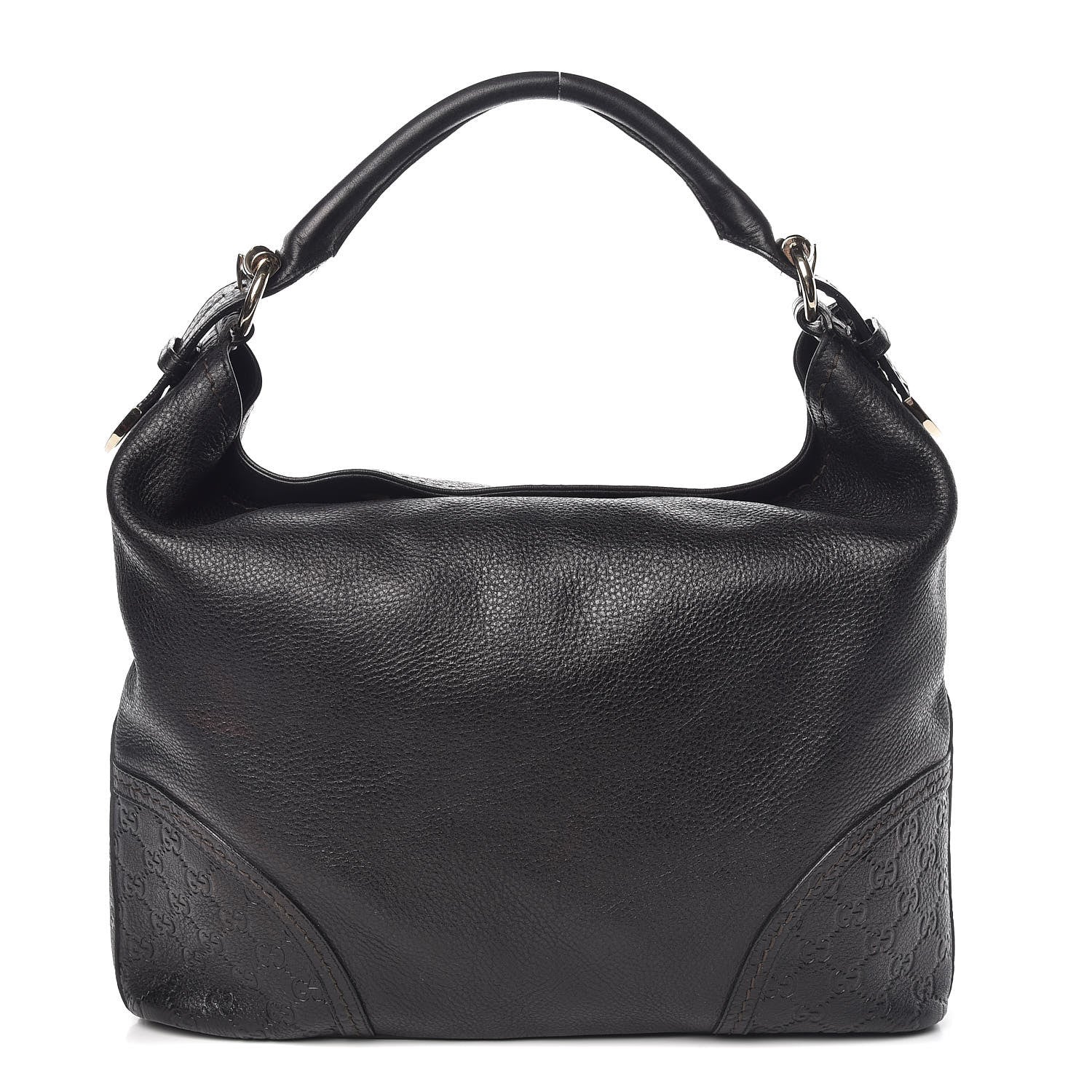 Gucci Leather Guccissima Trim Large Signoria Hobo Black 1 of 10
