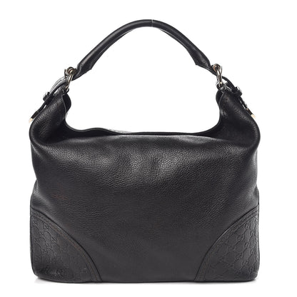 Gucci Leather Guccissima Trim Large Signoria Hobo Black 1 of 10
