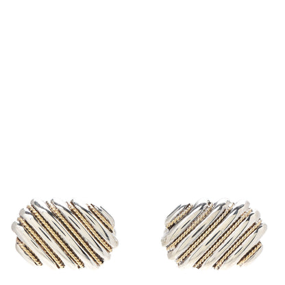 Tiffany Sterling Silver 18K Yellow Gold Diagonal Rib Cufflinks 1 of 4