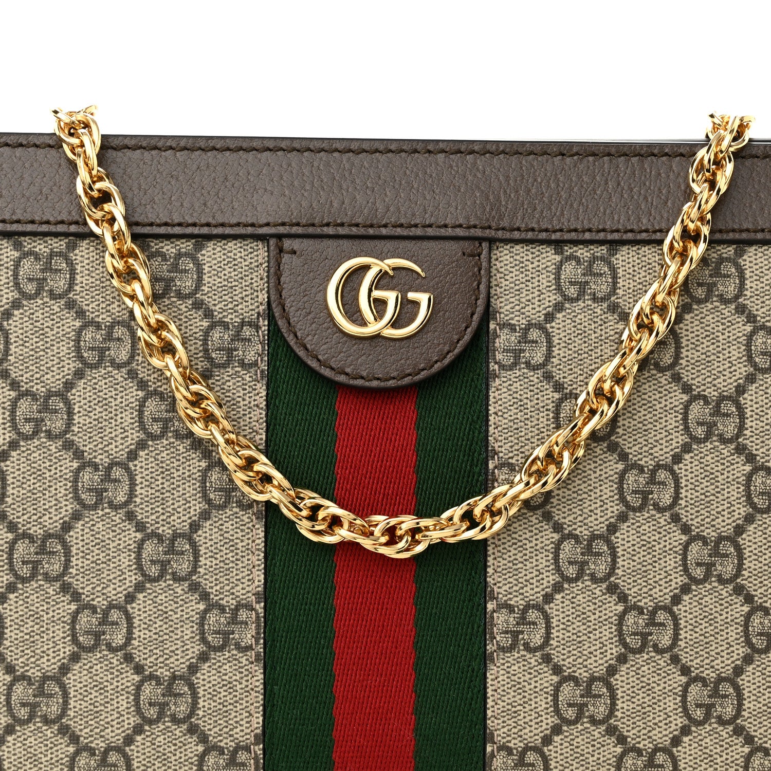 Gucci GG Supreme Monogram Web Small Ophidia Chain Shoulder Bag Brown 8 of 10