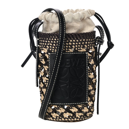 Loewe Calfskin Raffia Paula's Ibiza Pocket Bucket Bag Natural Navy Blue 1 of 8