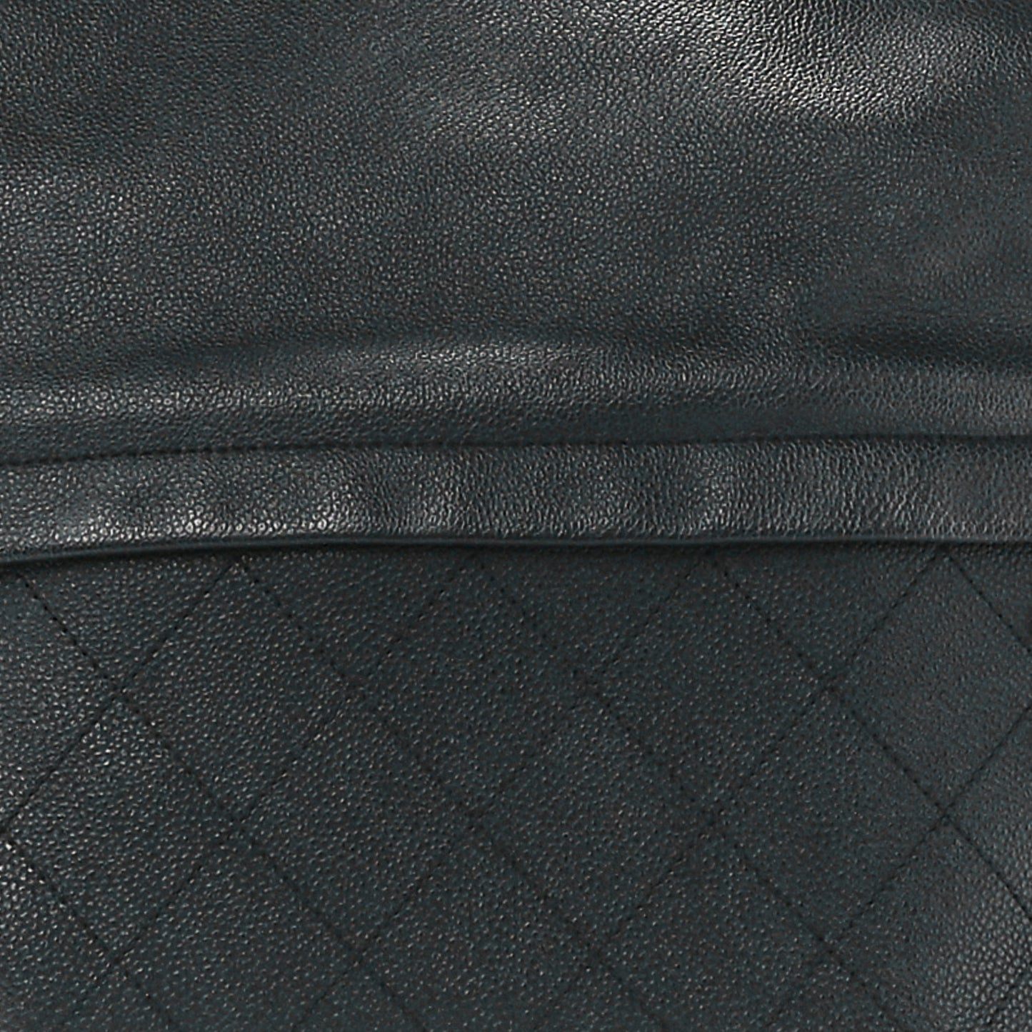 Crumpled Grained Calfskin Zip and Carry Shopping Tote Black