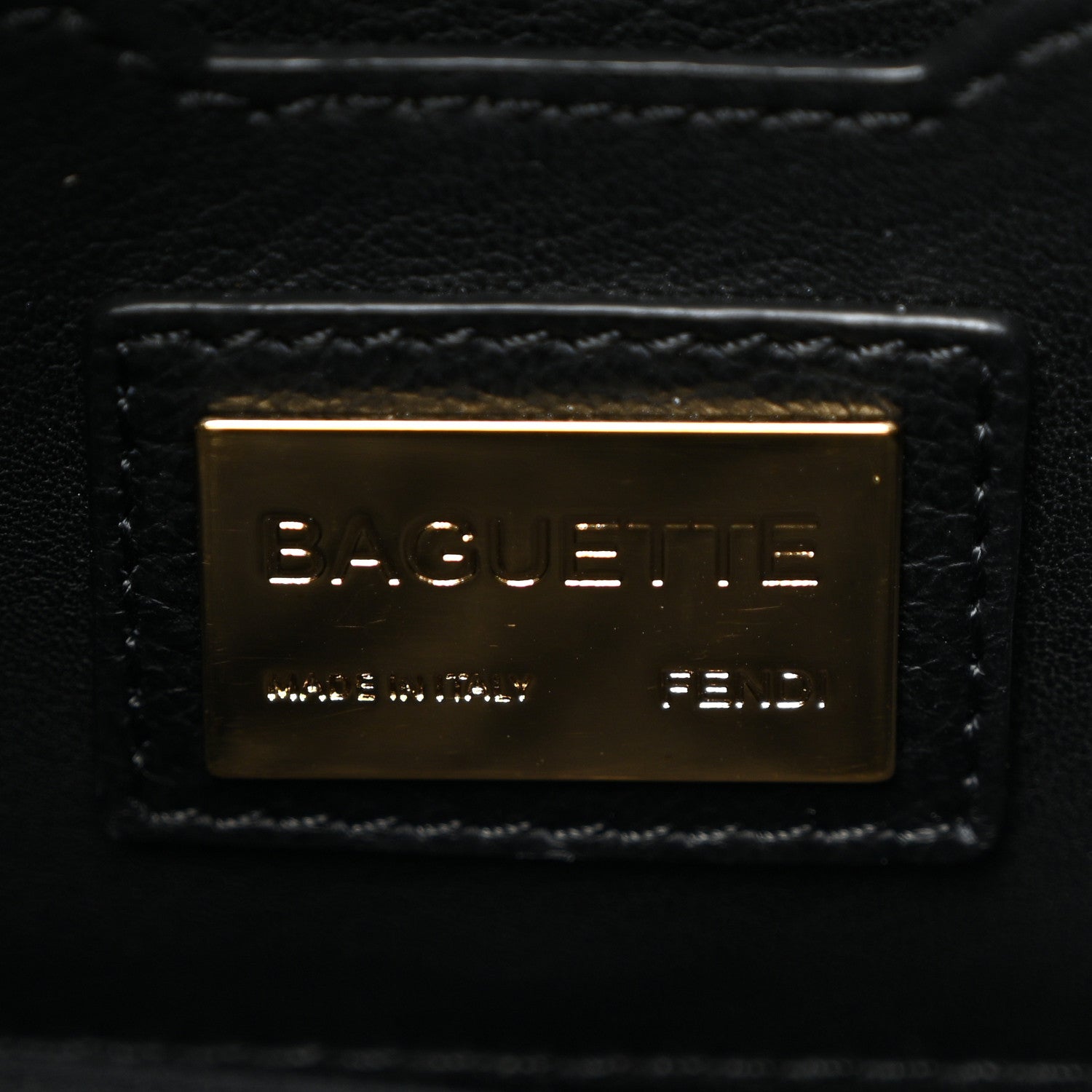 Fendi Vitello Flamingo Enamel Baguette Black 6 of 10