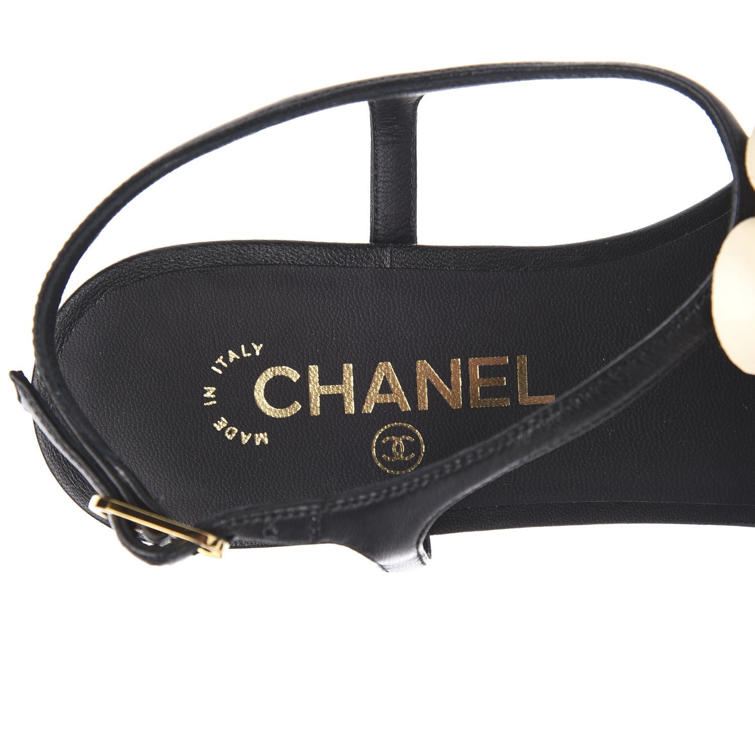 Chanel Lambskin Camellia Thong Sandals 38.5 Black White 6 of 7