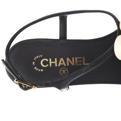 Chanel Lambskin Camellia Thong Sandals 38.5 Black White 6 of 7