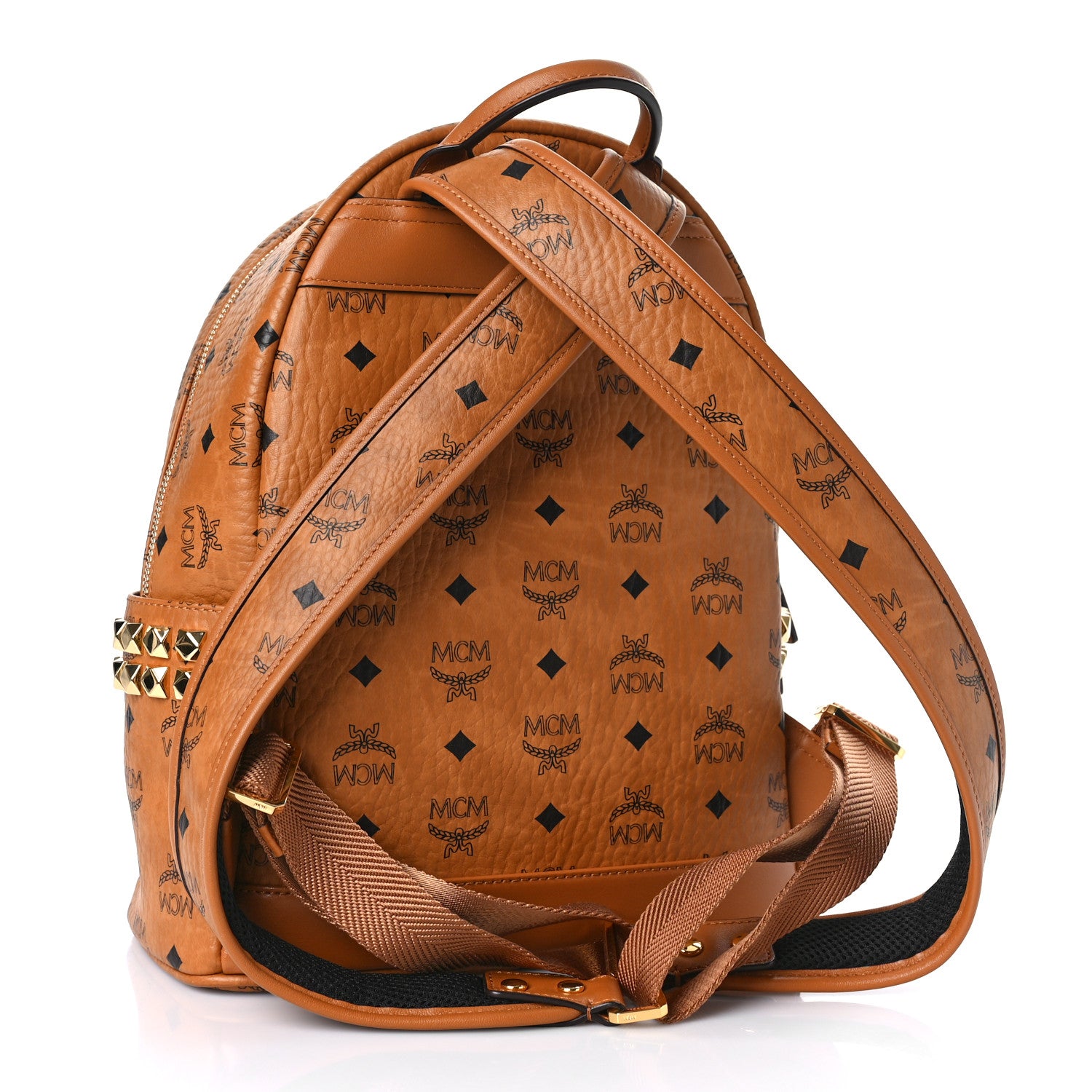 MCM Visetos Small Side Stud Stark Backpack Cognac 3 of 9