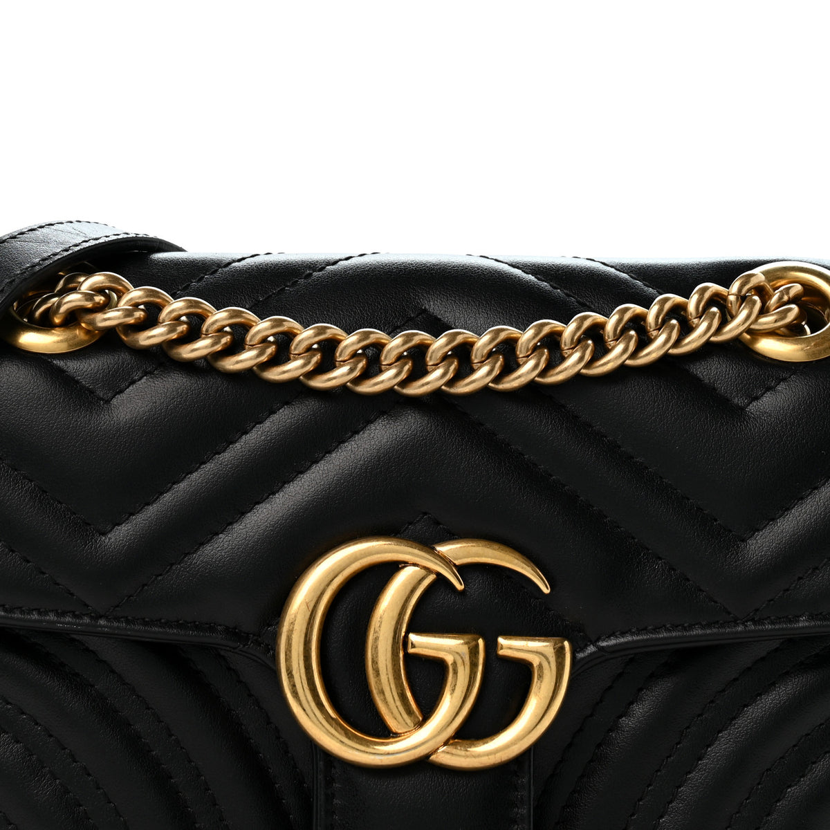 Gucci Calfskin Matelasse Mini GG Marmont Shoulder Bag Black 8 of 12