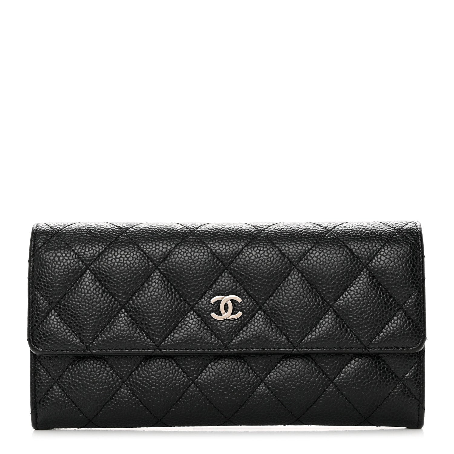 Chanel Caviar Quilted Large Gusset Flap Wallet Black 1 of 10
