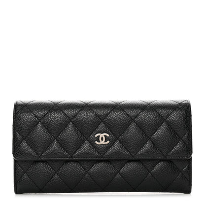 Chanel Caviar Quilted Large Gusset Flap Wallet Black 1 of 10